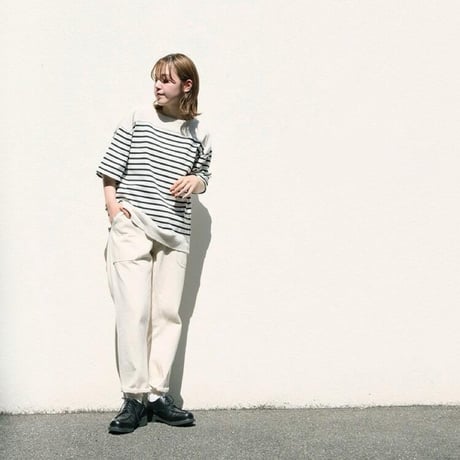 Ventblanc+ マルセイユボーダー 半袖Tシャツ-ブルー