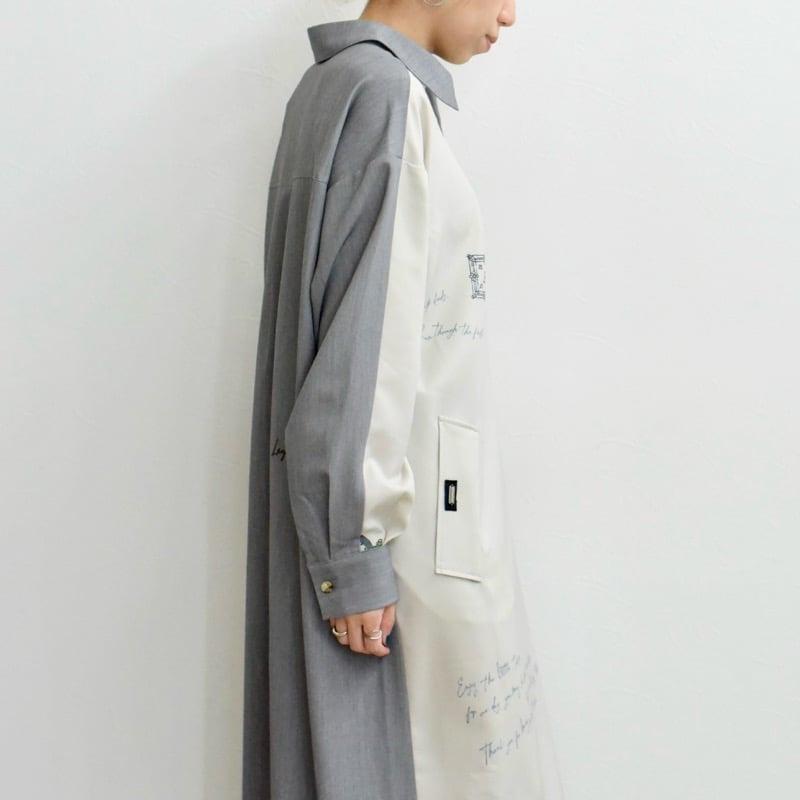 EimeeLaw テキスト馬柄プリントベルテッドシャツワンピース- ライト