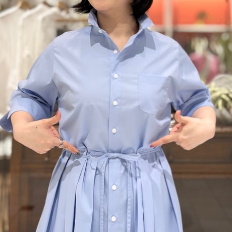 LIROMA ショートスリーブシャツワンピース    ブラック