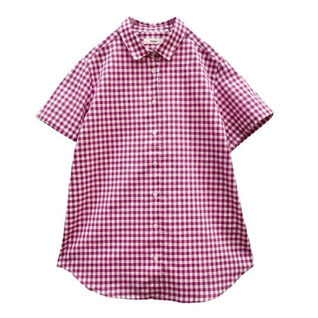 parkes コットンリネンギンガムチェック半袖シャツ