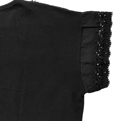 PEINDRE エアリーフラワー立体刺繍トップス　ブラック