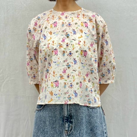 ATELIER SIX   LIBERTYプリントプルオーバー- ネイビー