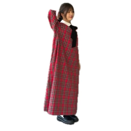 THOMAS MAGPIE  タータンチェックボウドレス　RED