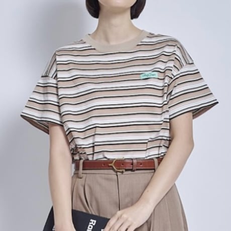THOMASMAGPIE マルチボーダーTシャツ -ブラウン