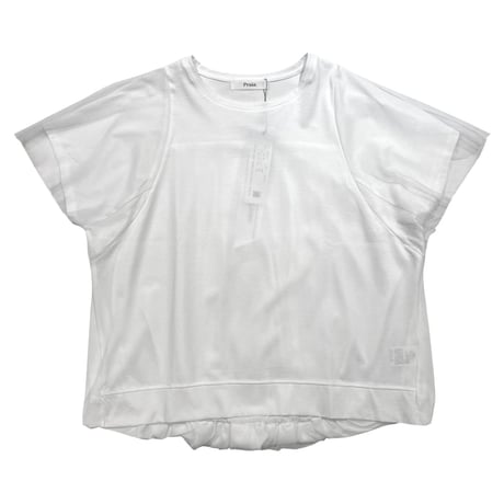Praia       バックバルーンチュールドッキングTシャツ     -ホワイト