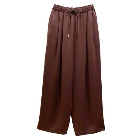 ma couleur サテンビンテージドロストタックパンツ　チョコレートブラウン