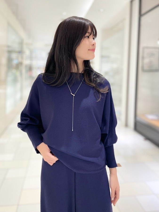 QTUME ハイゲージドルマンニットトップス ネイビー | grasol Nagasaki S