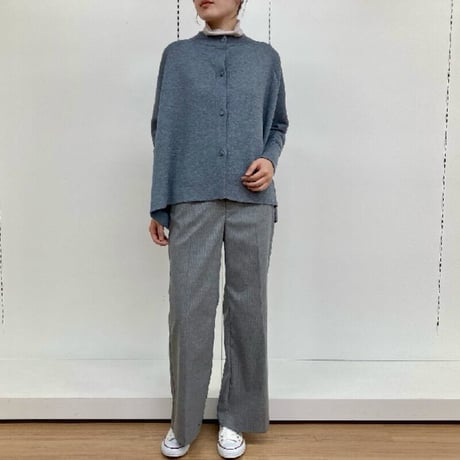ATELIER SIX   12Gダブルフェイス配色ポンチョ -  ネイビー