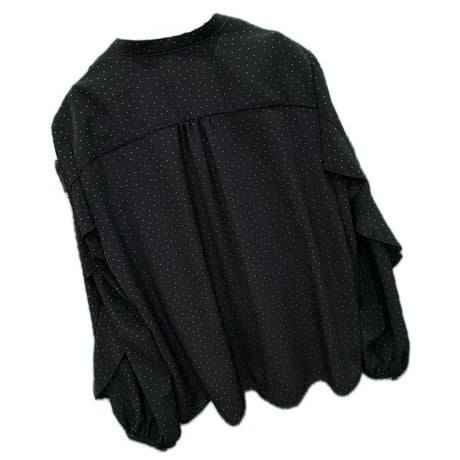 PASSIONE フリルドットブラウス　Black