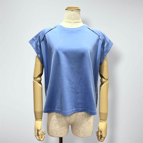 DignteCollier     2wayヘムワイドTシャツ     -ブルー