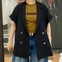 passione ロールアップ風ショートスリーブジャケット　ブラック