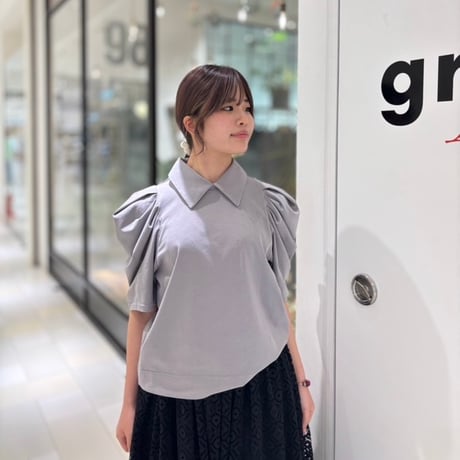 THOMAS MAGPIE ボリュームショルダーブラウス gray