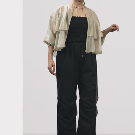 QTUME  ナチュラルシアーティアードブルゾン -   ベージュ