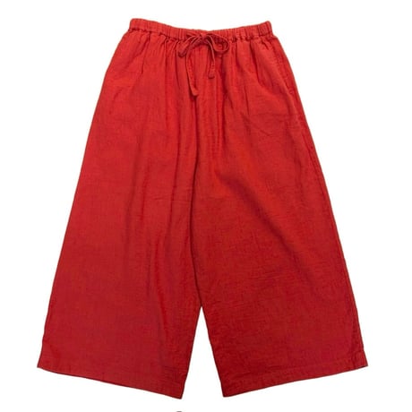 TIGRE BROCANTE ツイルギャザーワイドパンツ-Red