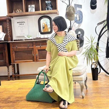 THOMAS MAGPIE ストレッチツイルワンピース  グリーン