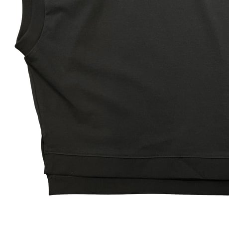 QTUME 細リブボックスTシャツ- ブラック