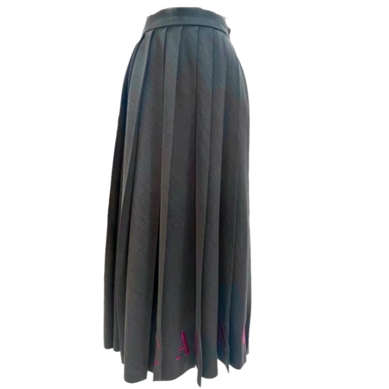 DOS DIOSAS ロゴ刺繍プリーツスカート - チャコール | grasol