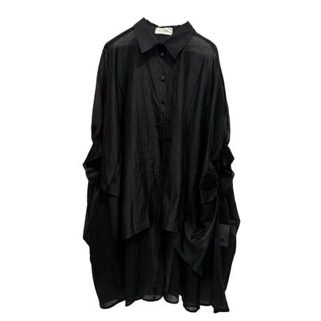 SEVEN SENSE シルクバックロングシャツ-  ブラック
