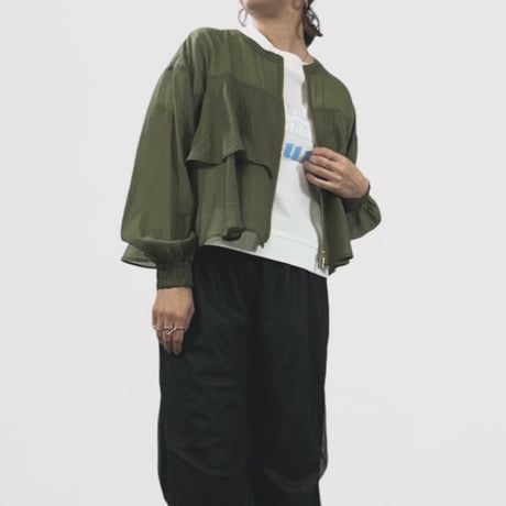 QTUME  ナチュラルシアーティアードブルゾン -   ベージュ