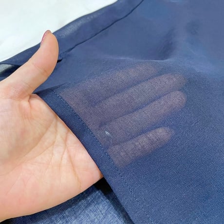 cafune(カフネ) シアーフレンチスリーブブラウス ネイビー