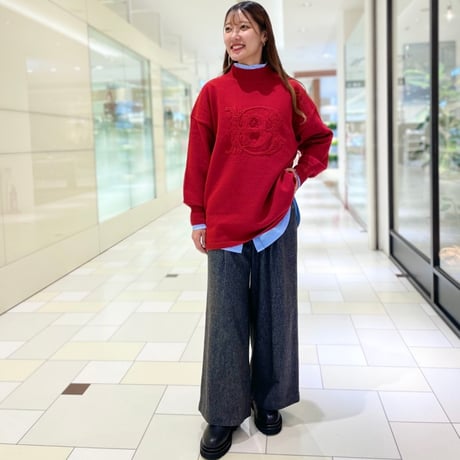 THOMAS MAGPIE ステッチハイネックニット　レッド