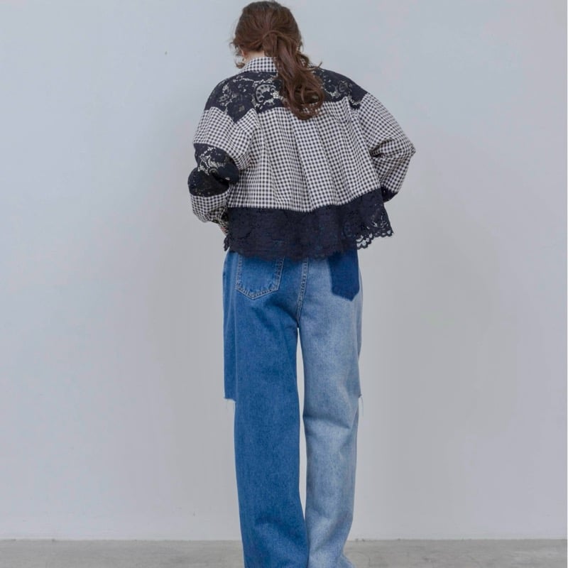 EimeeLaw レース刺繍テキストエンブロシャツ- チェック | grasol Nagas