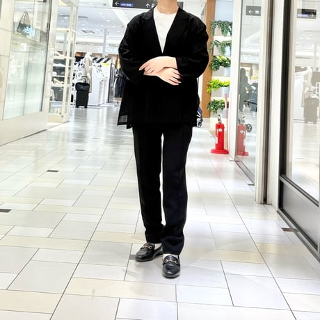QTUME ナチュラルシアー五分袖ジャケット　black