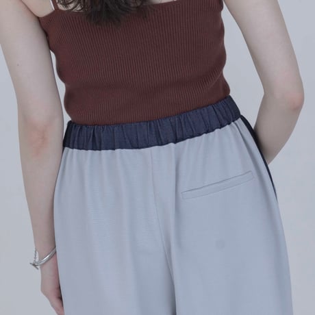 EimeeLaw     刺繍ツータックワイドパンツ      -ライトブルー