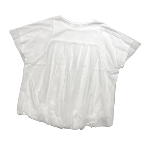 Praia       バックバルーンチュールドッキングTシャツ     -ホワイト