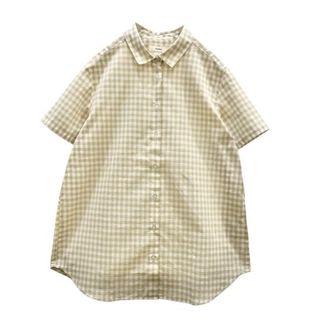 parkes コットンリネンギンガムチェック半袖シャツ