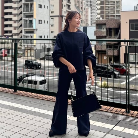 LIROMA ハイウエストワイドデニムパンツ