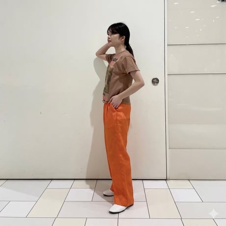 THOMAS MAGPIE ワンポイントロゴ キュプラパンツ オレンジ