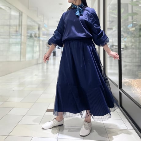 denicher チュールスリーブプルオーバー ネイビー