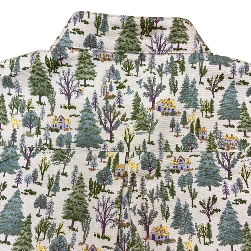 パークス parks シャツ 総柄 動物柄 花柄 鳥 長袖 綿100% サイズM Parkes