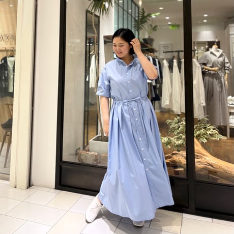 LIROMA ショートスリーブシャツワンピース サックス