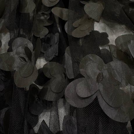 THOMAS MAGPIE  3Dフラワーフレアスカート   black