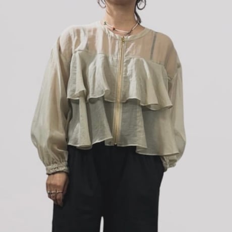 QTUME  ナチュラルシアーティアードブルゾン beige