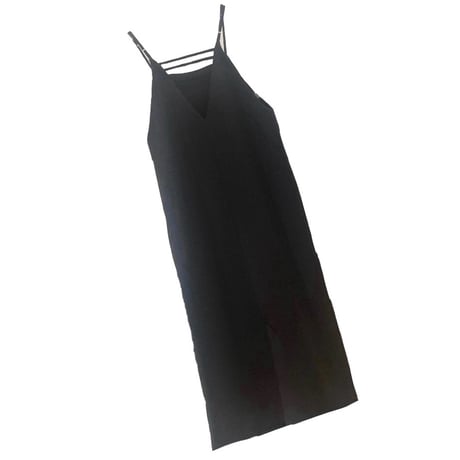 PASSIONE(パシオーネ) バックラインサロペットワンピース　ブラック