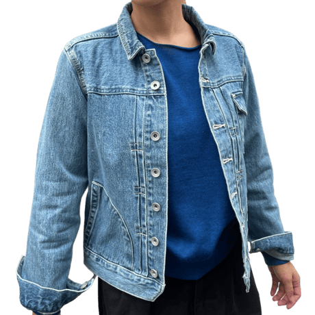 vent blanc+  12ozDENIM MONTMARTRE JACET-ブリーチ