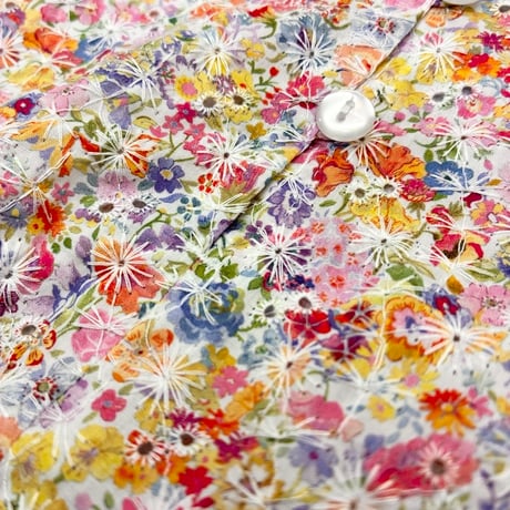 J.Sloane リバティプリント"Classic Garden"刺繍七分袖ワンピース - ピンク