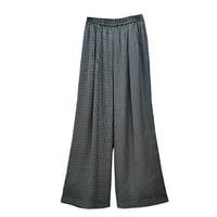 LIROMA オリジナルプリント ギャザータックワイドパンツ ブラック