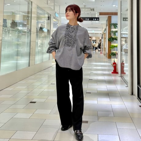 denicher   フロントフリルチェックシャツ Navy
