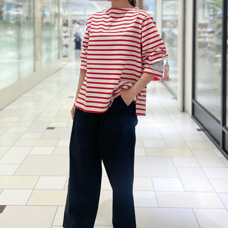 THOMAS MAGPIE ボーダーTシャツ-white×red