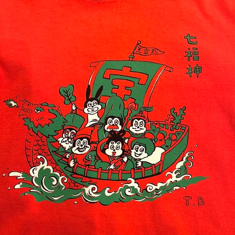 TIGRE BROCANTE 七福神半袖ナッティーTシャツ-オレンジ
