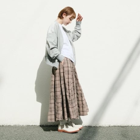 ventblanc パネルデザインロングスカート-ベージュチェック
