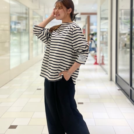 THOMAS MAGPIE ボーダーTシャツ-white×black