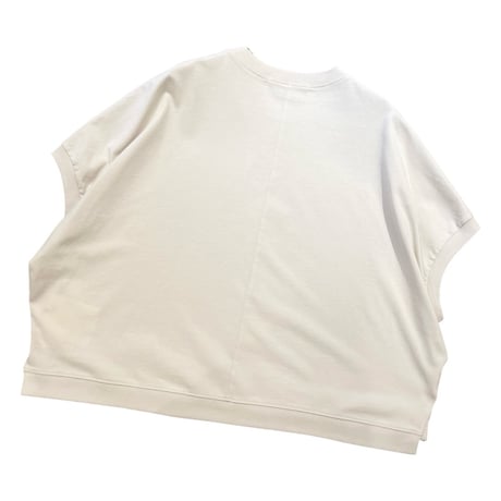 QTUME 細リブボックスTシャツ- ベージュ