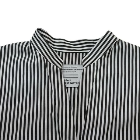 PASSIONE(パシオーネ) スキッパーロングブラウス　Black×White