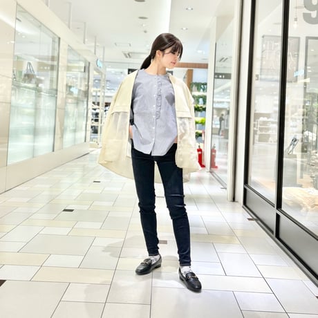 denicher  フロントフリルブラウス　stripe