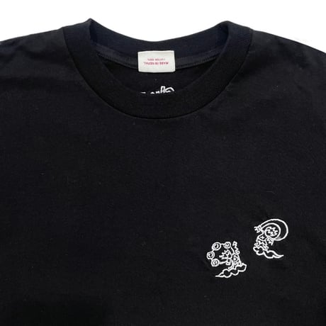 TIGRE BROCANTE 風神雷神刺繍Tシャツ　ブラック